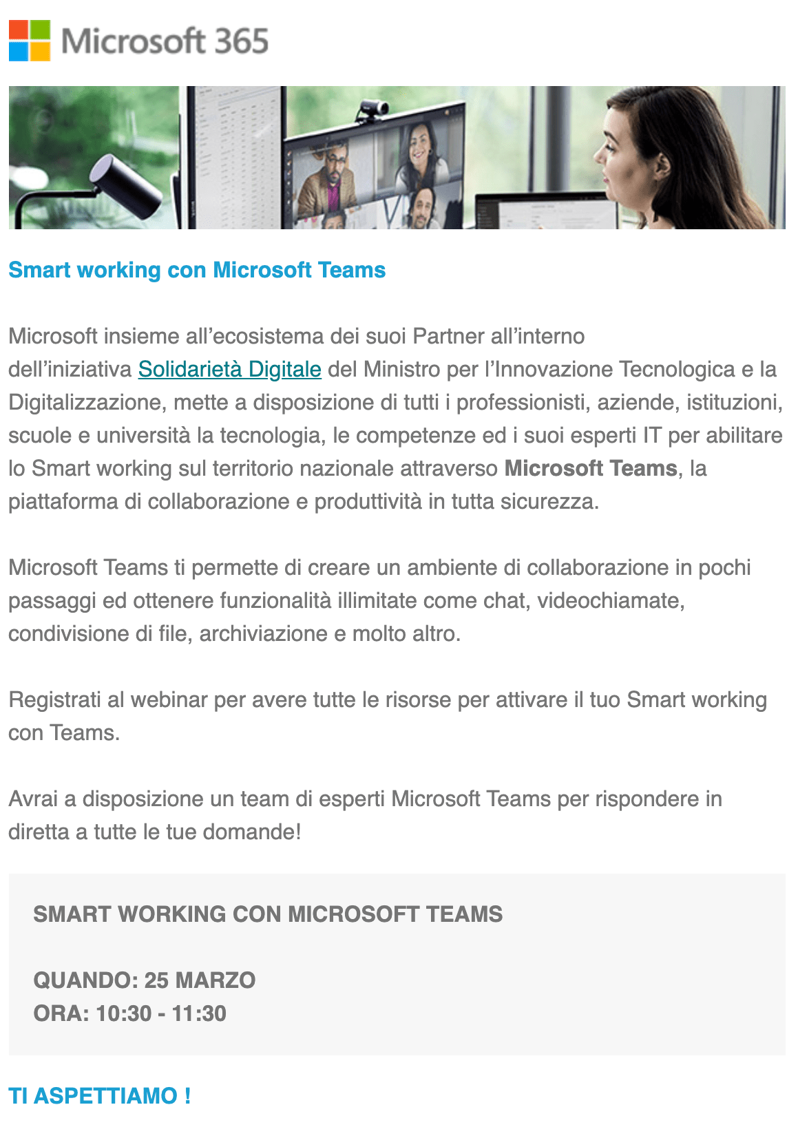 partecipa allo smart working con teams